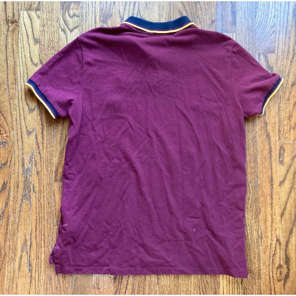 Polo Ralph Lauren Polo Shirt Men Large Slim Fit Burgundy Plum Big Pony Preppy - Picture 8 of 9